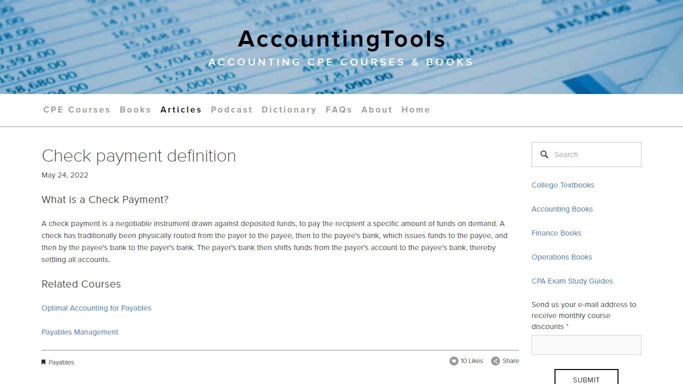 Check payment definition — AccountingTools